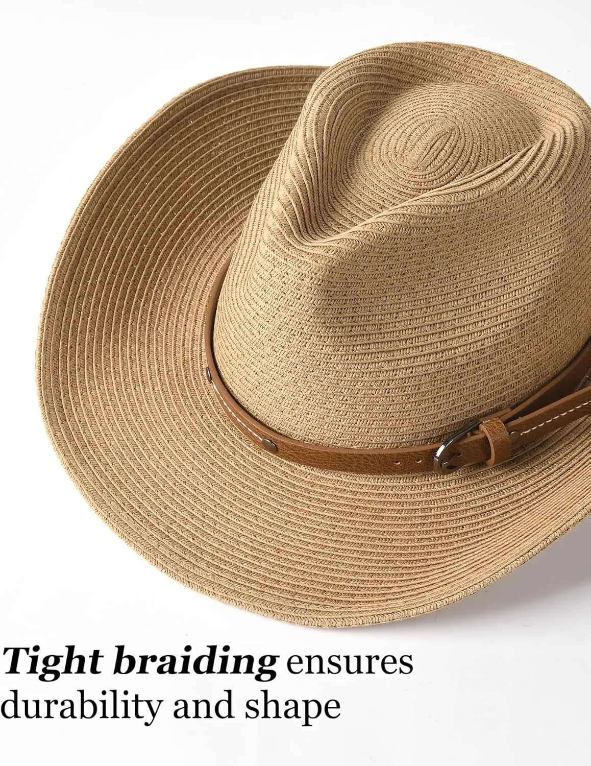 FURTALK Straw Cowboy Sun Hats for Women Men Western Cowgirl Hats with Wind Lanyard UPF 80  Beach Hat