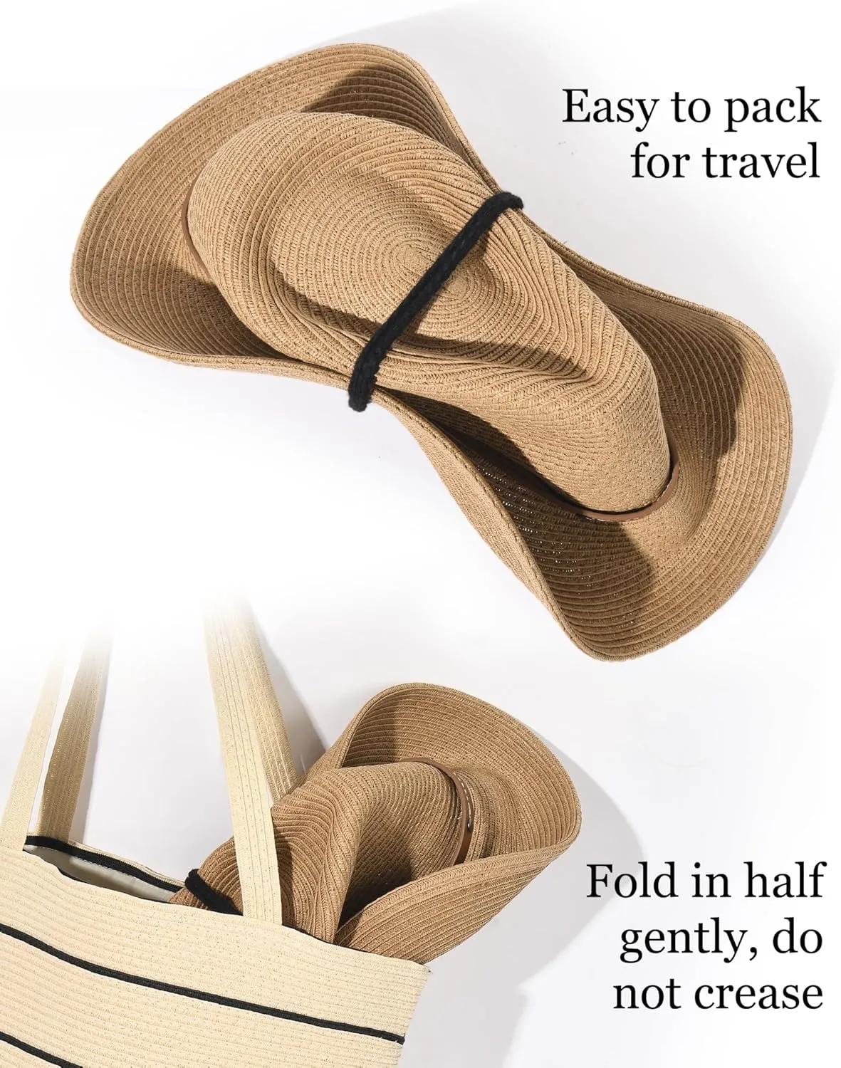 FURTALK Straw Cowboy Sun Hats for Women Men Western Cowgirl Hats with Wind Lanyard UPF 80  Beach Hat
