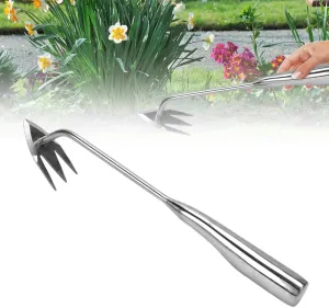 Garden Weed Pulling Tool Uprooting Weeding Tool, 2025 Upgraded Stainless Steel Manual Artifact Weed Remover Tool, 3 Teeth Portable Garden Weeding Tools for Lawn Backyard Farm (Silver)