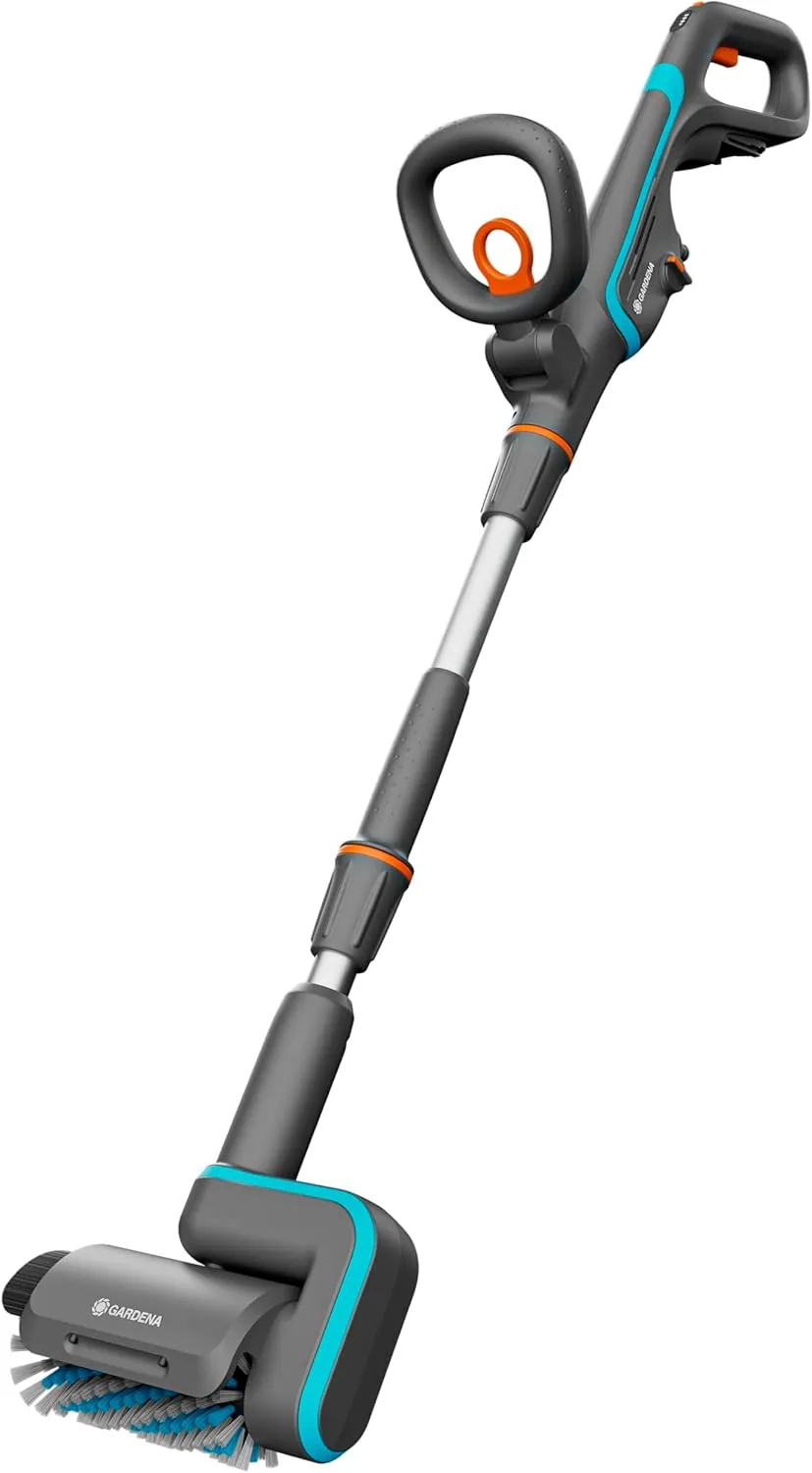 Gardena cordless multi-cleaner AquaBrush Patio 03/18V P4A solo: Battery-powered cleaning tool, wet cleaning of patio floors in just one step, without rechargeable battery (14841-55)