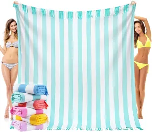 Genovega Oversized Turkish Beach Giant Towel Blanket Extra Large XXL Quick Drying Lightweight Sand Free Absorbent Cloud Sandrpoof Blankets for Travel Women Men Big Jumbo Wide 2 Person Size LightGreen
