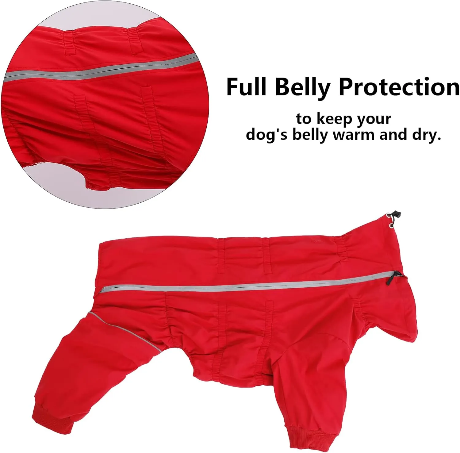 Geyecete Dog Zip Up Dog Coat with Legs Comfort-Waterproof Jacket Reflective Safety,Elasticity Pet Jacket for Large Medium and Small Dogs Puppy Four Legs-Red-M