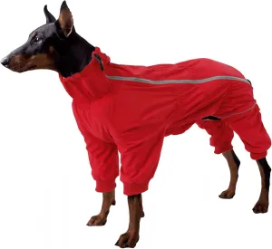Geyecete Dog Zip Up Dog Coat with Legs Comfort-Waterproof Jacket Reflective Safety,Elasticity Pet Jacket for Large Medium and Small Dogs Puppy Four Legs-Red-M