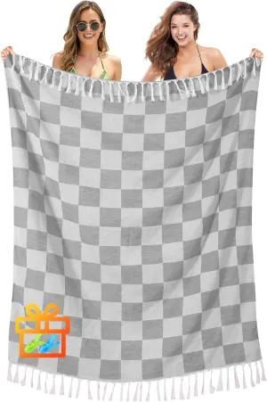 Giant Beach Towel Blanket Autumn Outing Stuff for Women & Men Road Trip Camping Gear Ship Cruise Gear Must Haves Large L Gray Plain Pattern Airplane Accessories Travel Gadgets Yard Mat