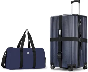 ginzatravel Suitcase, 28 inch suitcase with wheel & Travel Bag & Suitcase Strap, Scratch resistant texture Lightweight PC material, TSA lock (Star Silver (combination))
