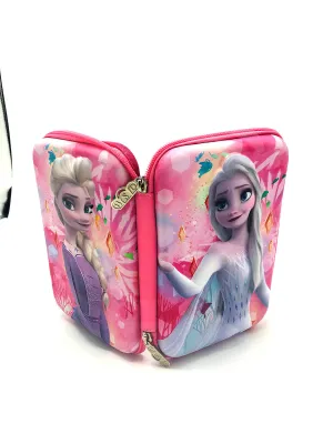 Girls Pencil Case 3D Frozen Style Pink Pouch With Large Capacity