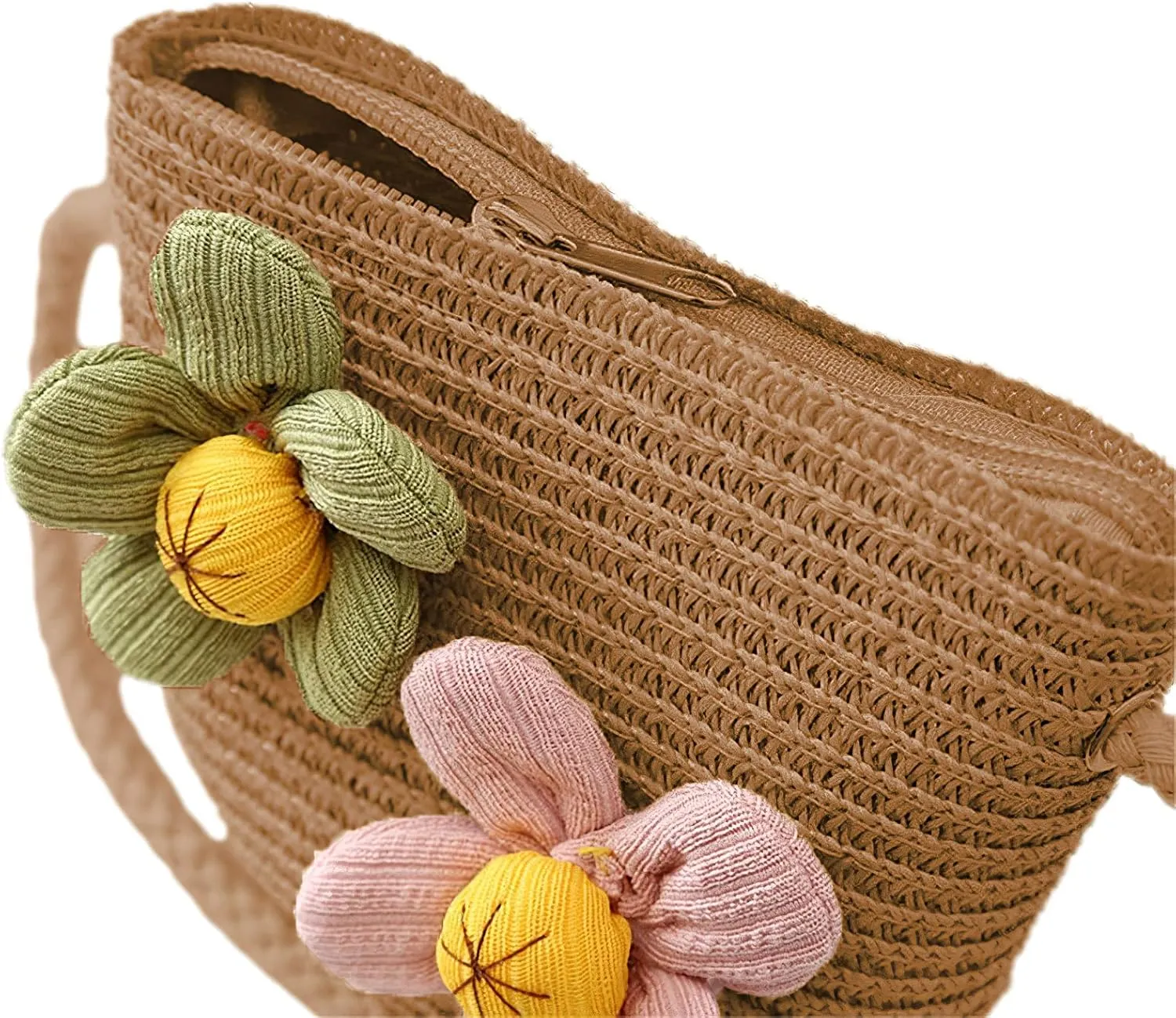 Girls Straw Hat Purse Bag Set Lace Brim Flowers Pearl Summer Beach Sun Hat Princess Shoulder Crossbody Bag Chin Strap