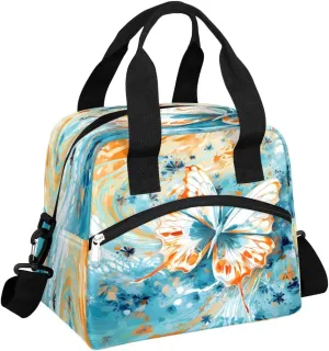Glare Butterfly Insulated Lunch Bag for Women Men Reusable Waterproof Lunch Box Cooler Tote Bag One shoulder portable meal bag Portable Adult Lunchbox for Work Picnic Hiking Beach