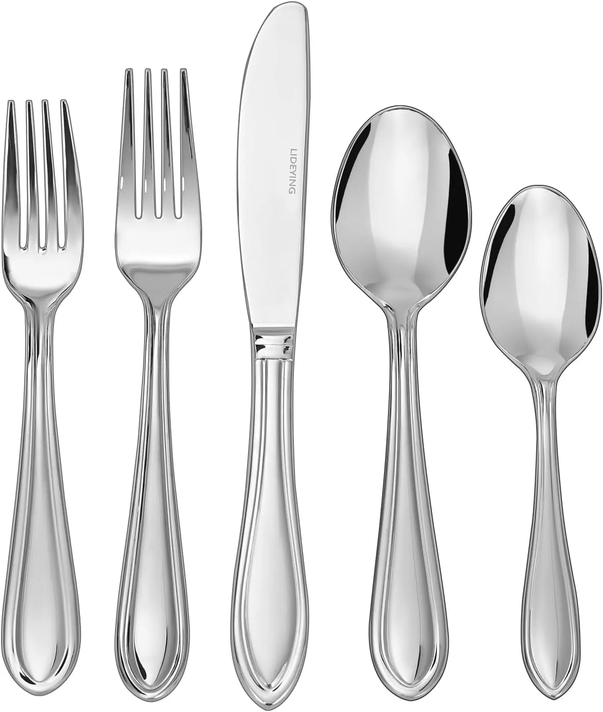 Gleam Silverware Set, 20-Piece Stainless Steel Flatware, 18/0 Stainless Steel Utensils, Dishwasher Safe, Modern Tableware for Home & Kitchen Dining (20 pieces for 4) (20)