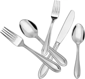 Gleam Silverware Set, 20-Piece Stainless Steel Flatware, 18/0 Stainless Steel Utensils, Dishwasher Safe, Modern Tableware for Home & Kitchen Dining (20 pieces for 4) (20)