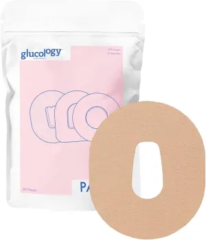 Glucology CGM Patches for Dexcom G6 Beige | 25 Pack | Waterproof & Universal Patch