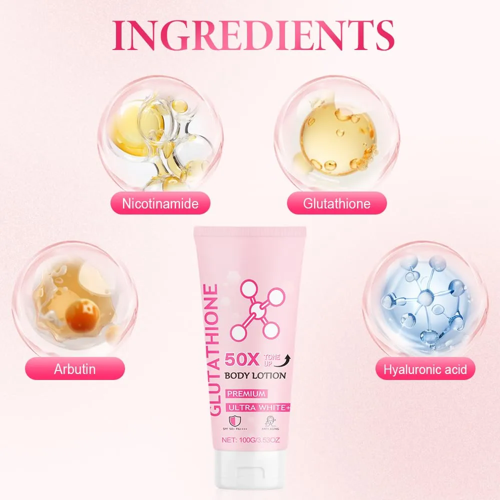 Glutathione 50x Tone Up Body Lotion, Moisturizing and Soft Skin All Over Body Scented Body Lotion (2)
