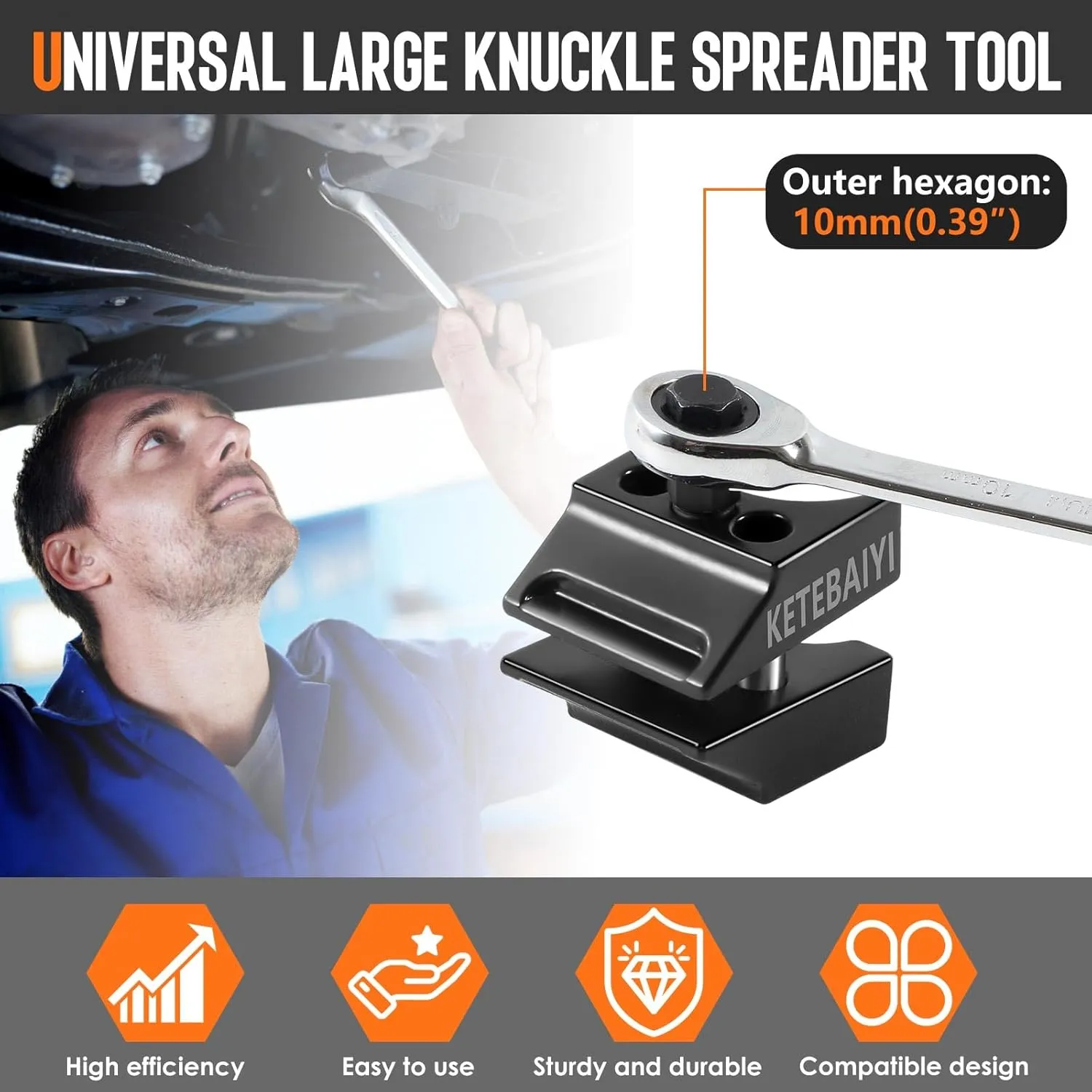 GM Combination Tool Set - with Lower Control arm Prying Tool, strut Spreader, pry bar Wrench Adapter, for Volkswagen, Audi, BMW, Ford, Peugeot, Citroen (Combination Model)