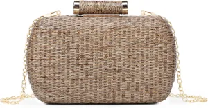 GOKTOW Small Straw Purse Clutch for Women,Woven Handbag Raffia Bag for Summer,Wicker Evening Bag for Party Wedding