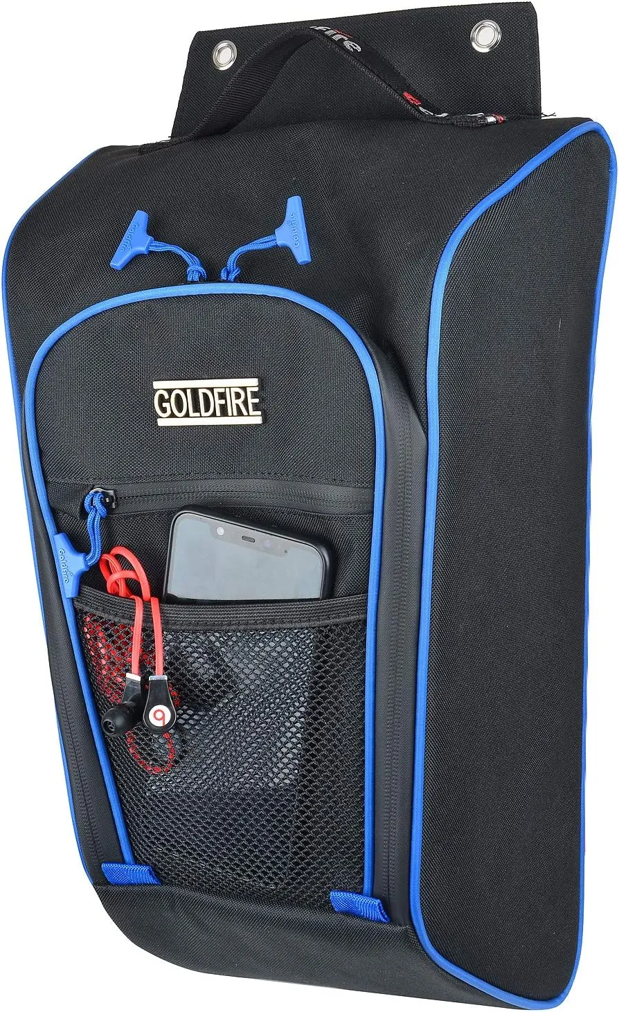 Goldfire RZR PRO XP Storage Bag, UTV Cab Pack Center Seat Bag 1680D Wear Resistant Zippers Tool Organizer Gear Bag for Polaris PRO XP / 4 2020-2025 (Blue Piping)