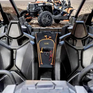 Goldfire RZR PRO XP Storage Bag, UTV Cab Pack Center Seat Bag 1680D Wear Resistant Zippers Tool Organizer Gear Bag for Polaris PRO XP / 4 2020-2025 (Orange Piping)
