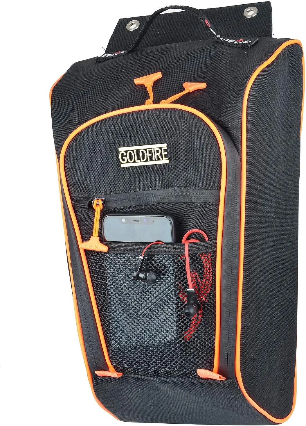 Goldfire RZR PRO XP Storage Bag, UTV Cab Pack Center Seat Bag 1680D Wear Resistant Zippers Tool Organizer Gear Bag for Polaris PRO XP / 4 2020-2025 (Orange Piping)