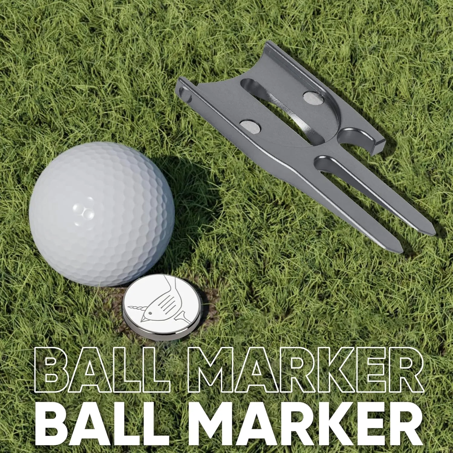 Golf Divot Repair Tool & Golf Ball Marker 6-in-1 Golf Divot Tool