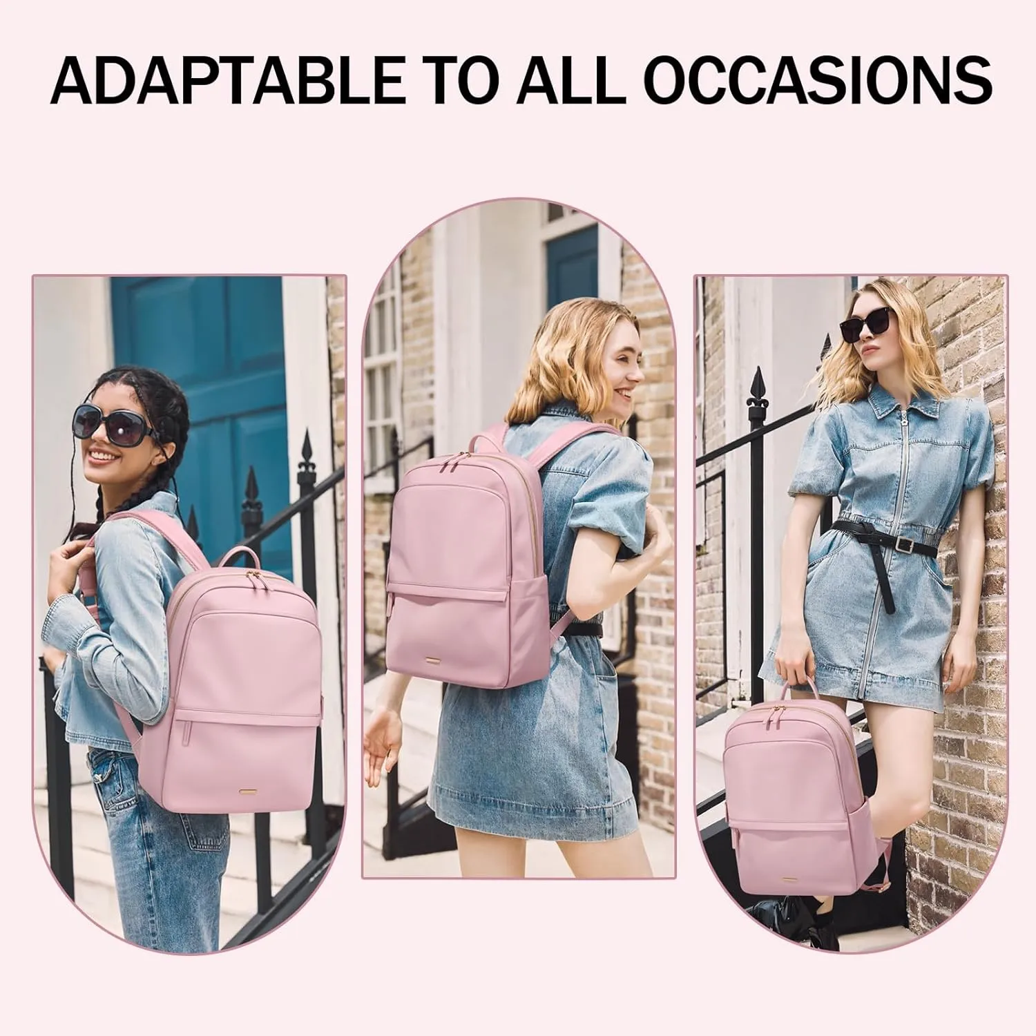 GOLF SUPAGS Women Laptop Backpack Casual Daypack for Work Travel College Backpack Purse Separate Laptop Compartment Fits 15.6 Inch Notebook