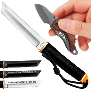 GOOD WORKER Tanto Camping Knife with Sheath – 3  Colors – 5.9" Fixed Full Tang Mirror Polished Blade – 5.7’’ Pocket Knife – Best Mini Folding Knives – Small Sharp Knife with Bottle Opener