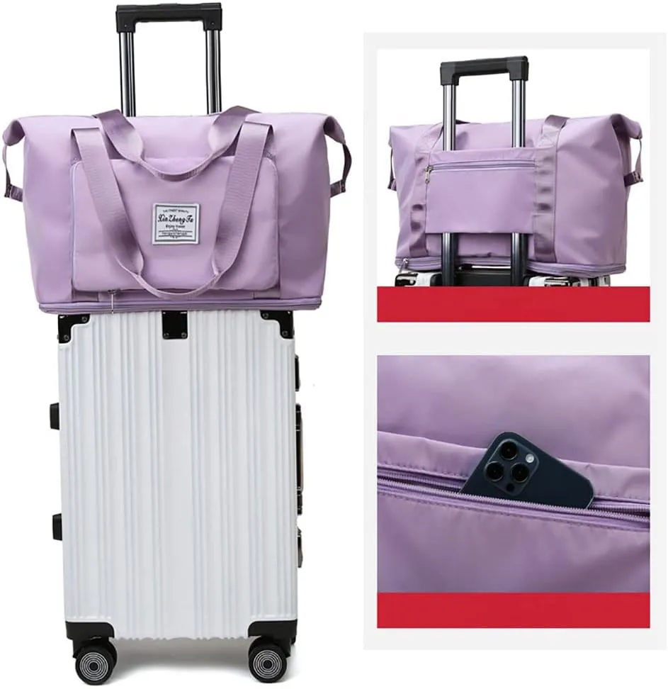 Gpmsign Travel Bag, Large Capacity Folding Travel Bag, High-capacity Double-layer Wet Separation Travelling Bag (Black)