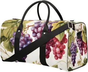 Grapes Leaves Travel Duffel Bag for Women Men Waterproof Foldable Overnight Weekender Bag Large Capacity Sports Gym Bag