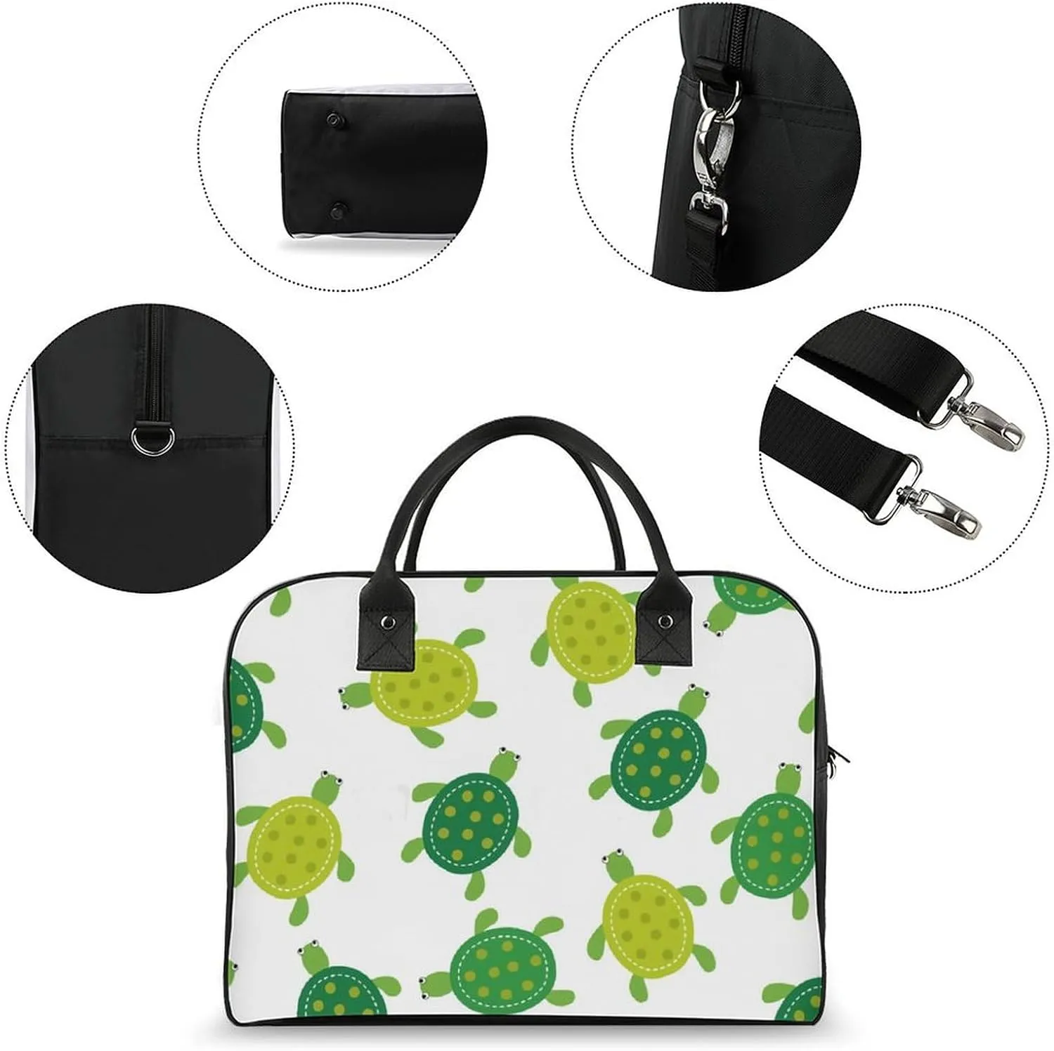 Green Boston Terrier Dogs Fashionable Large Capacity Travel Handbag Unisex