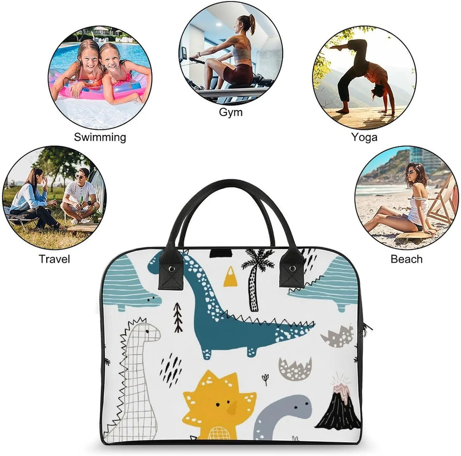 Green Boston Terrier Dogs Fashionable Large Capacity Travel Handbag Unisex