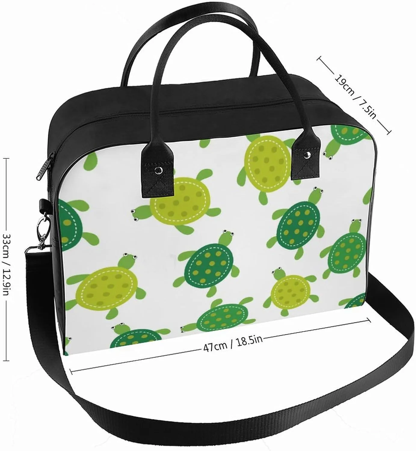 Green Boston Terrier Dogs Fashionable Large Capacity Travel Handbag Unisex