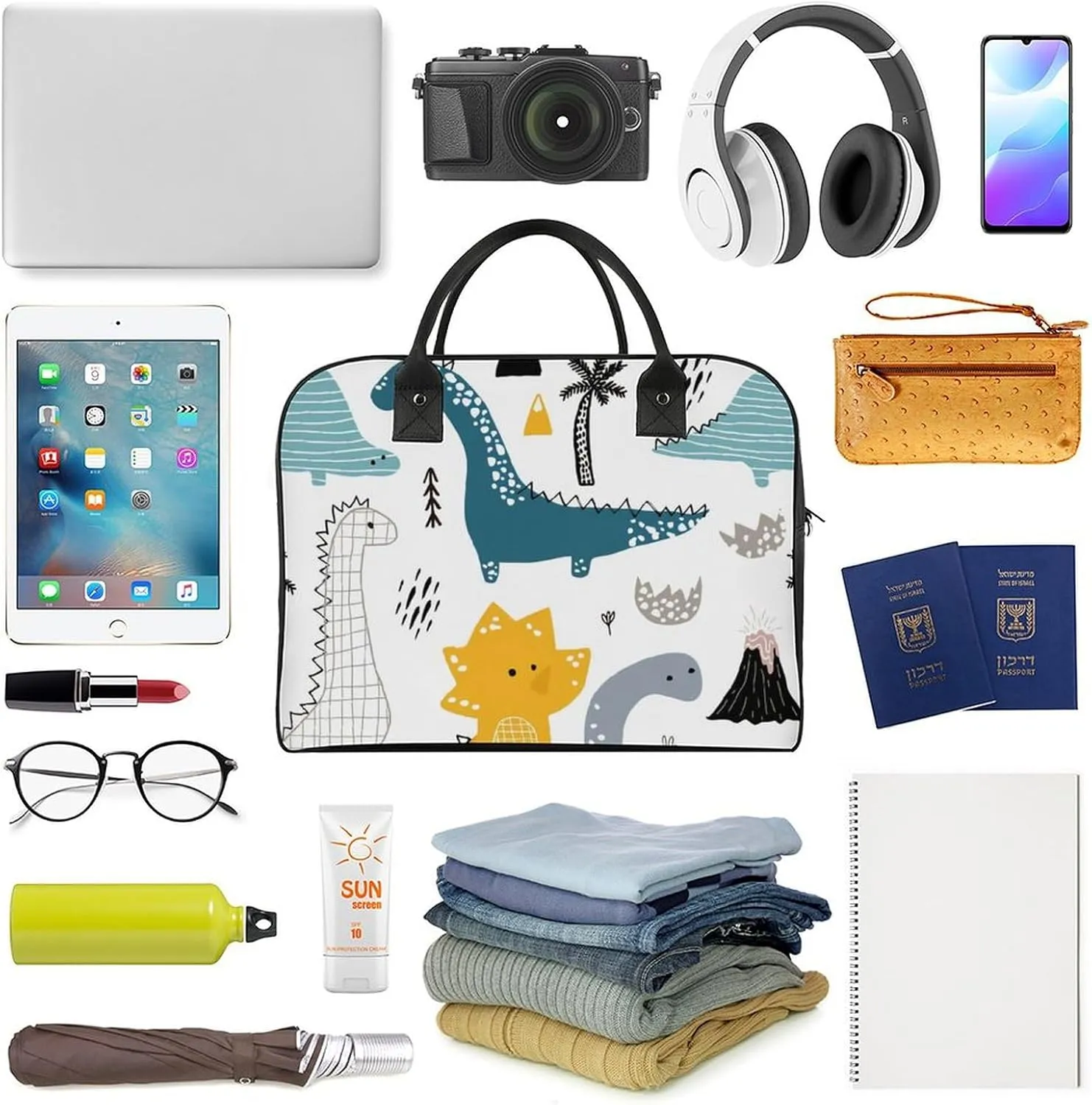 Green Boston Terrier Dogs Fashionable Large Capacity Travel Handbag Unisex