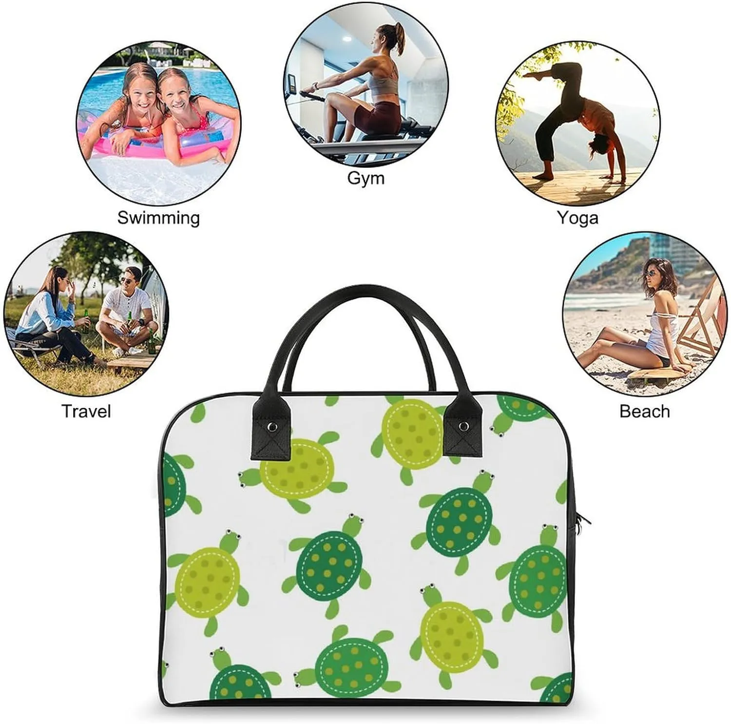 Green Boston Terrier Dogs Fashionable Large Capacity Travel Handbag Unisex
