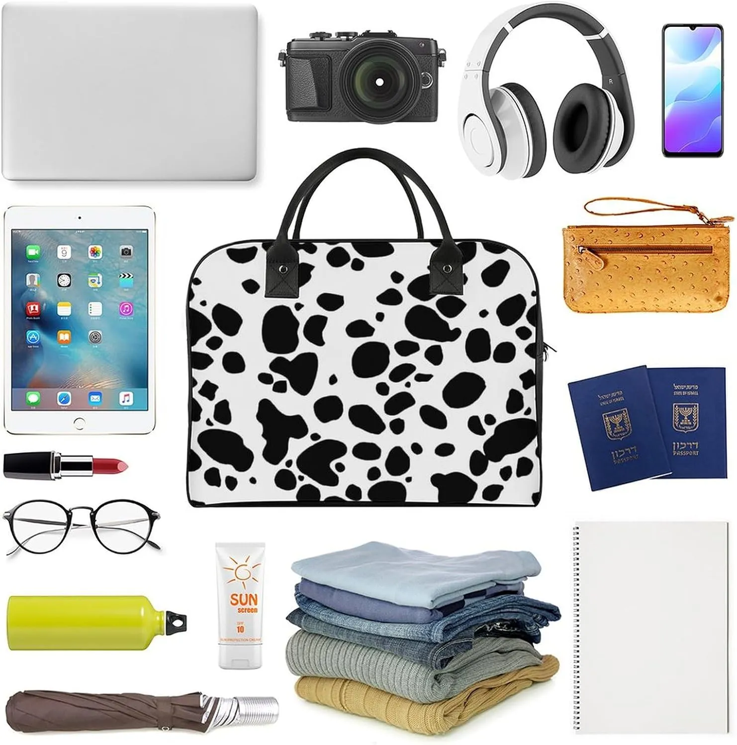 Green Boston Terrier Dogs Fashionable Large Capacity Travel Handbag Unisex