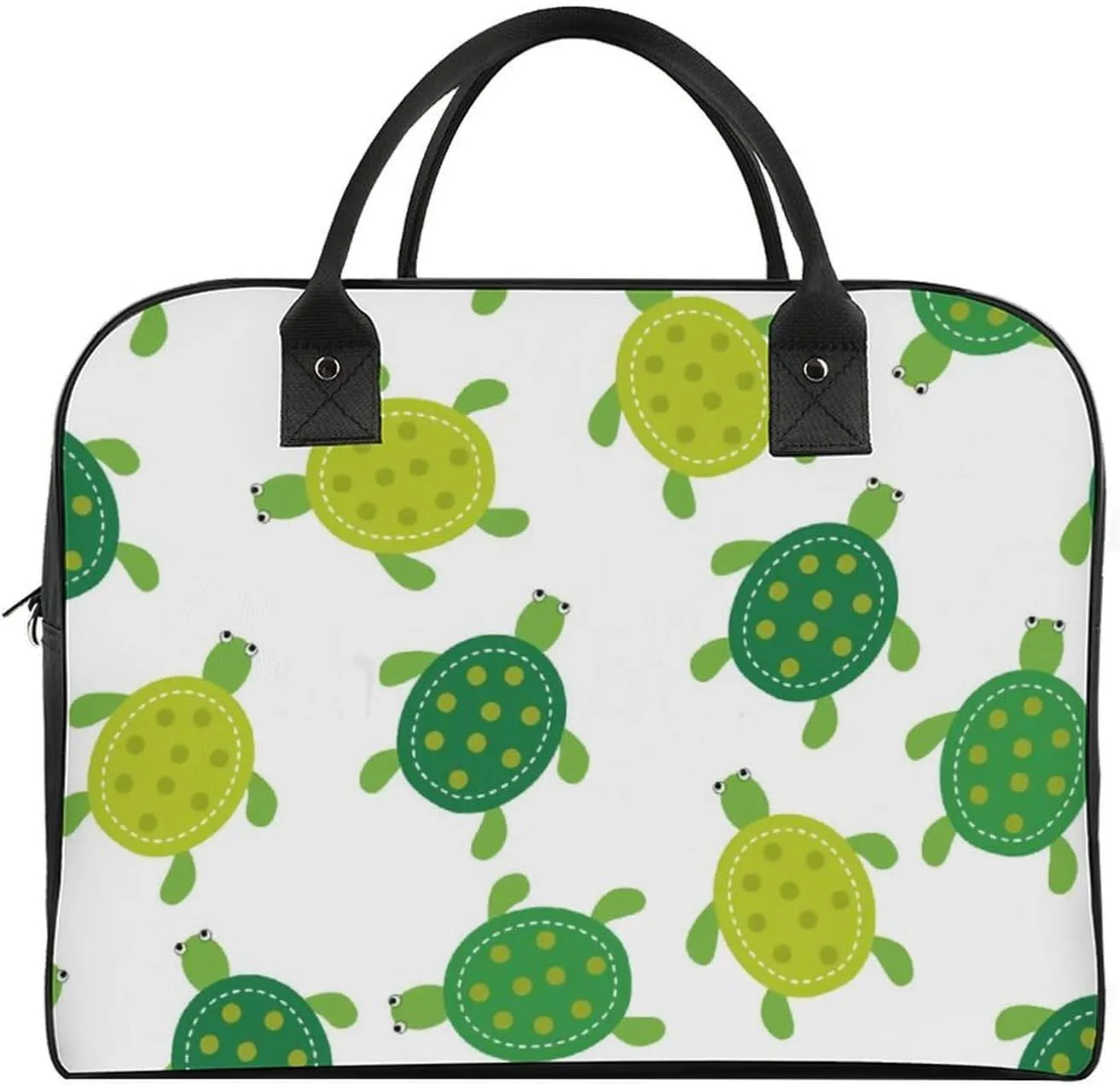Green Boston Terrier Dogs Fashionable Large Capacity Travel Handbag Unisex