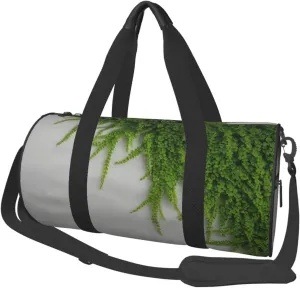 Green Leaves Wall Printed Travel Bag,Round Personal Item Storage bag,Foldie Duffel Bag for Traveling Vacation,Fitness,Sports
