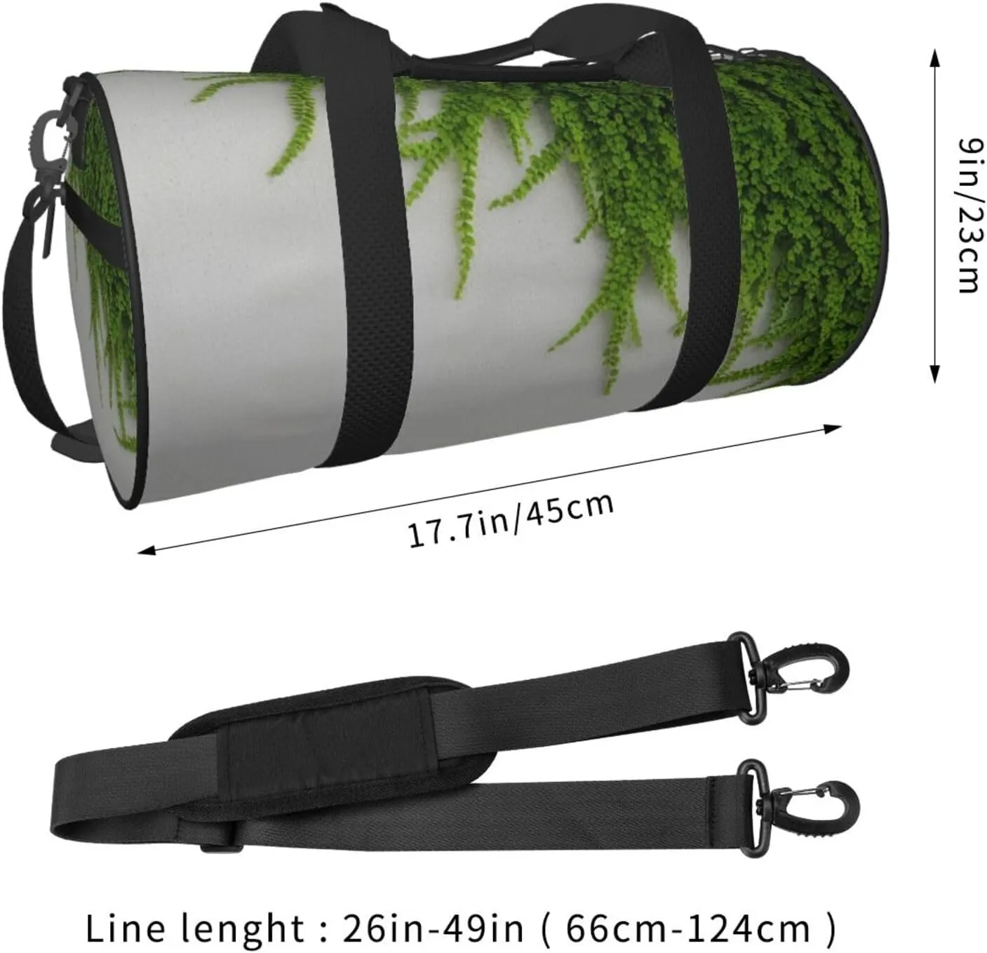 Green Leaves Wall Printed Travel Bag,Round Personal Item Storage bag,Foldie Duffel Bag for Traveling Vacation,Fitness,Sports