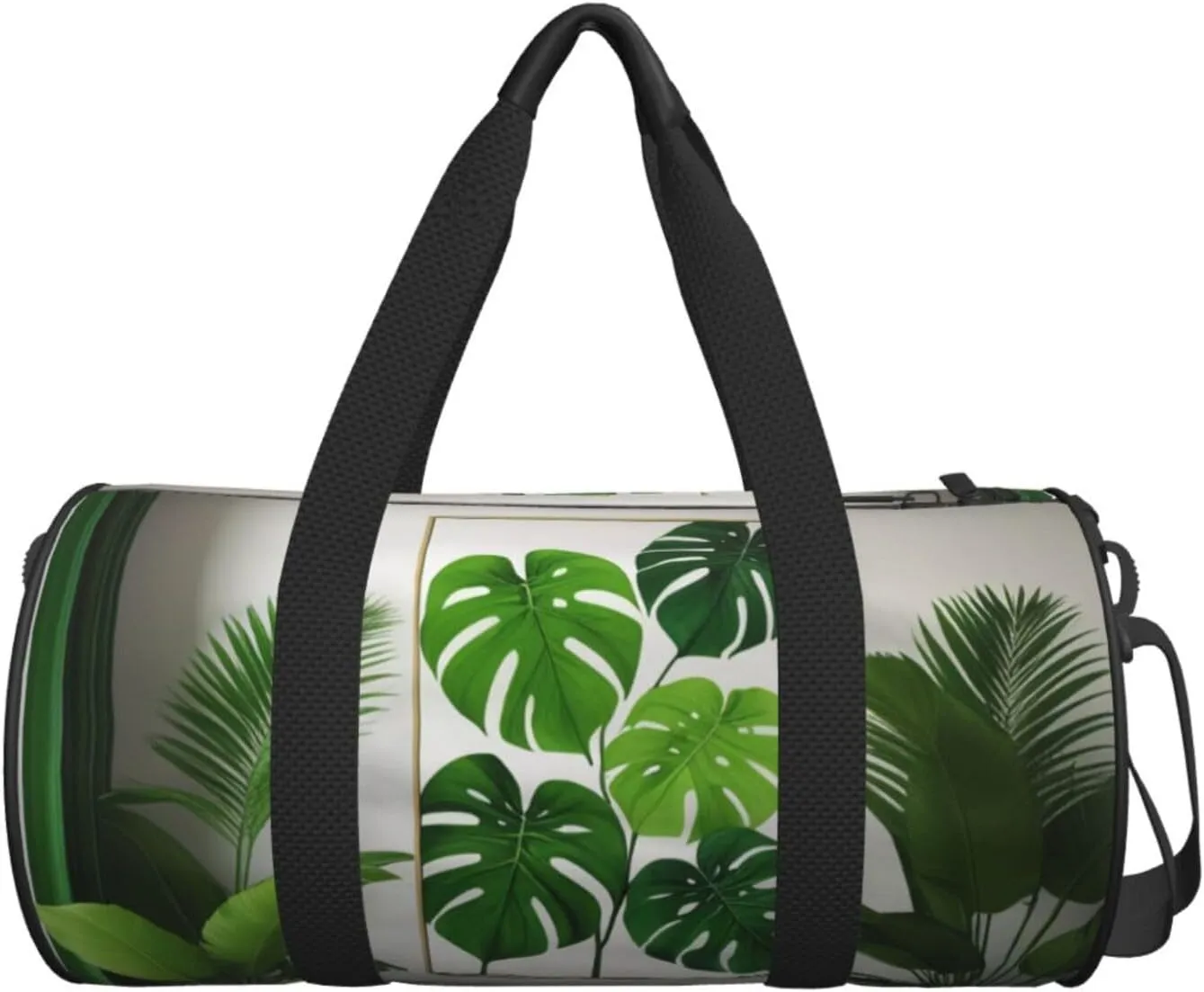Green Tropical Jungle Plant Printed Travel Bag,Round Personal Item Storage bag,Foldie Duffel Bag for Traveling Vacation,Fitness,Sports