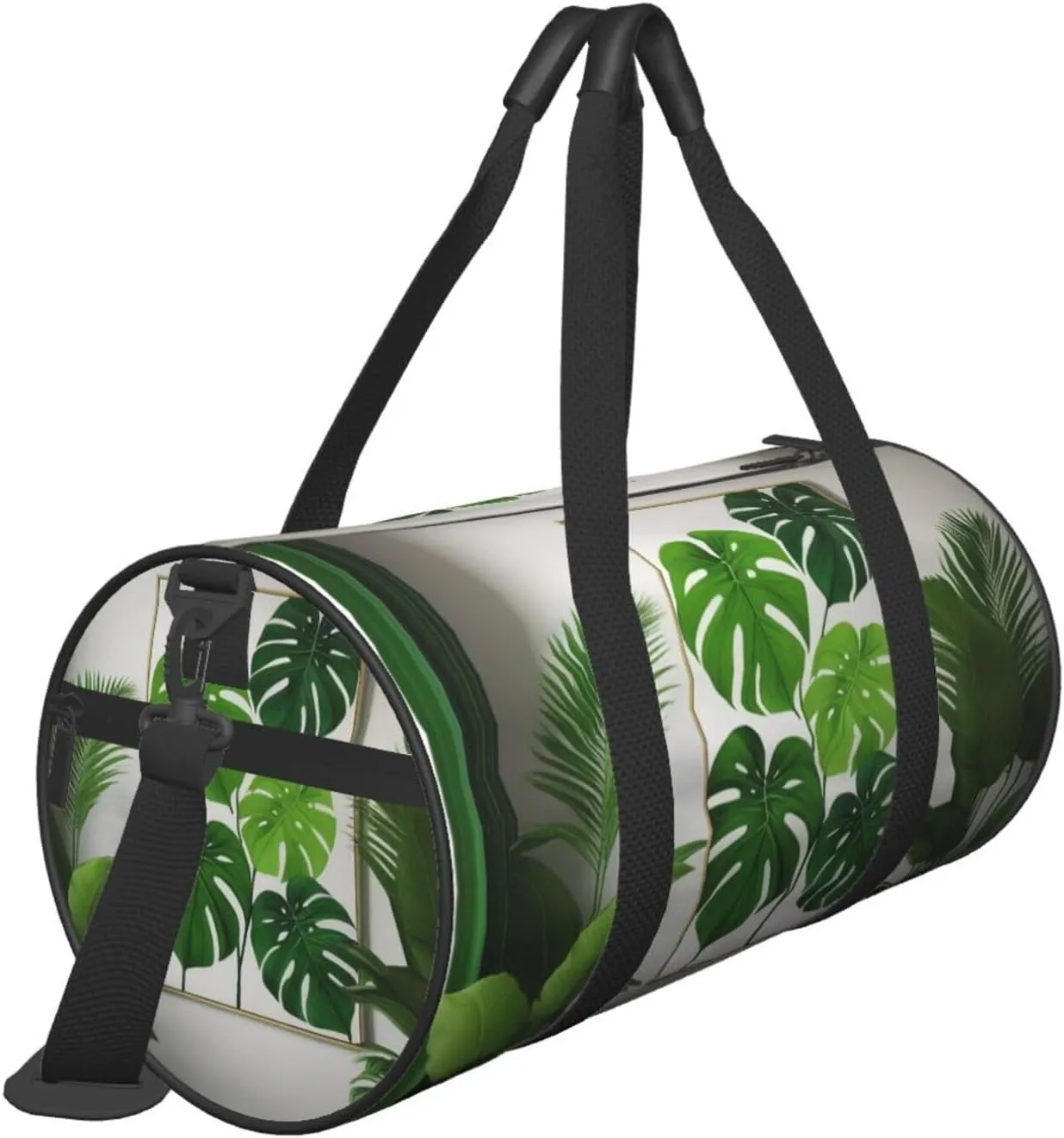 Green Tropical Jungle Plant Printed Travel Bag,Round Personal Item Storage bag,Foldie Duffel Bag for Traveling Vacation,Fitness,Sports