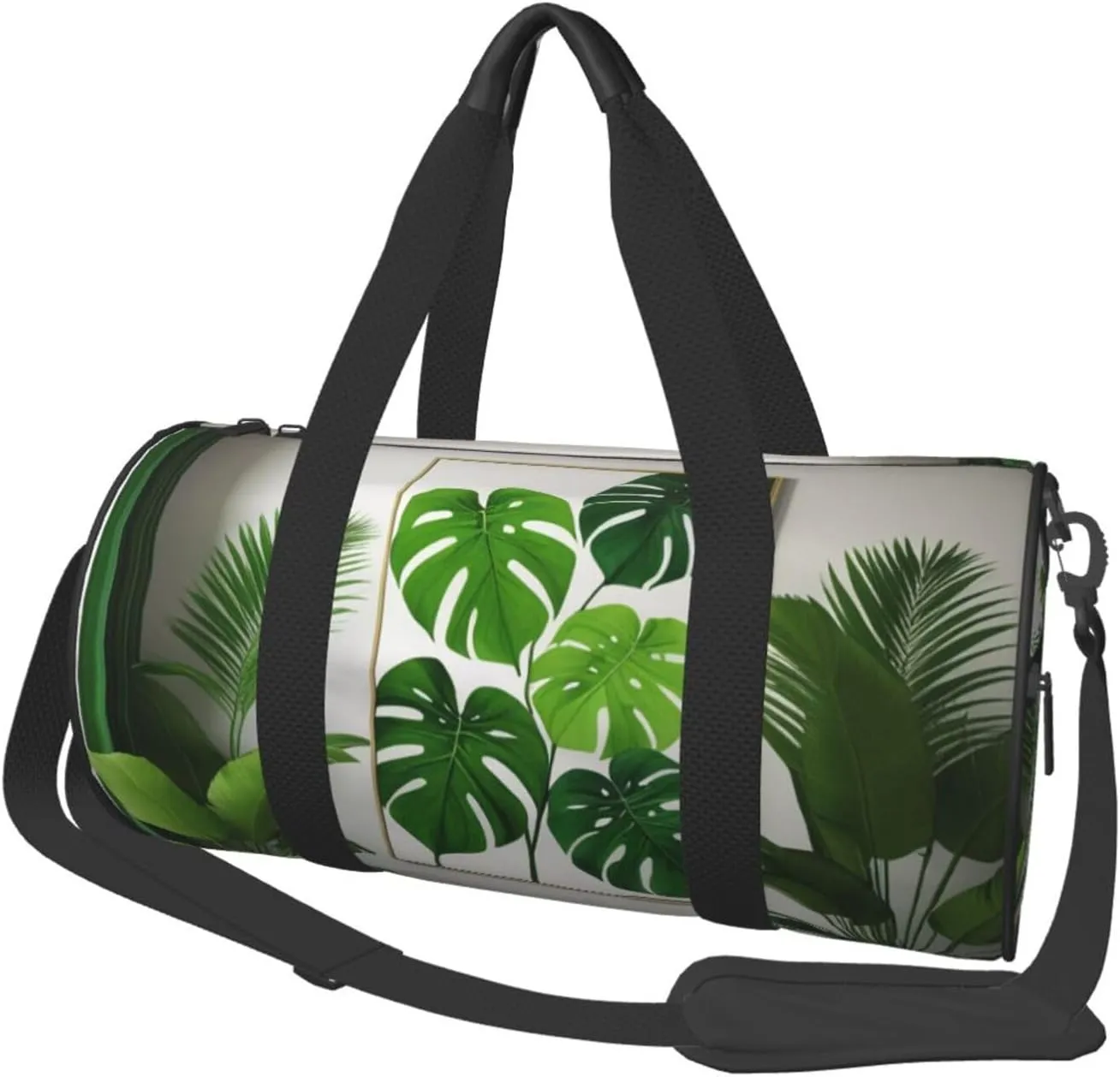 Green Tropical Jungle Plant Printed Travel Bag,Round Personal Item Storage bag,Foldie Duffel Bag for Traveling Vacation,Fitness,Sports
