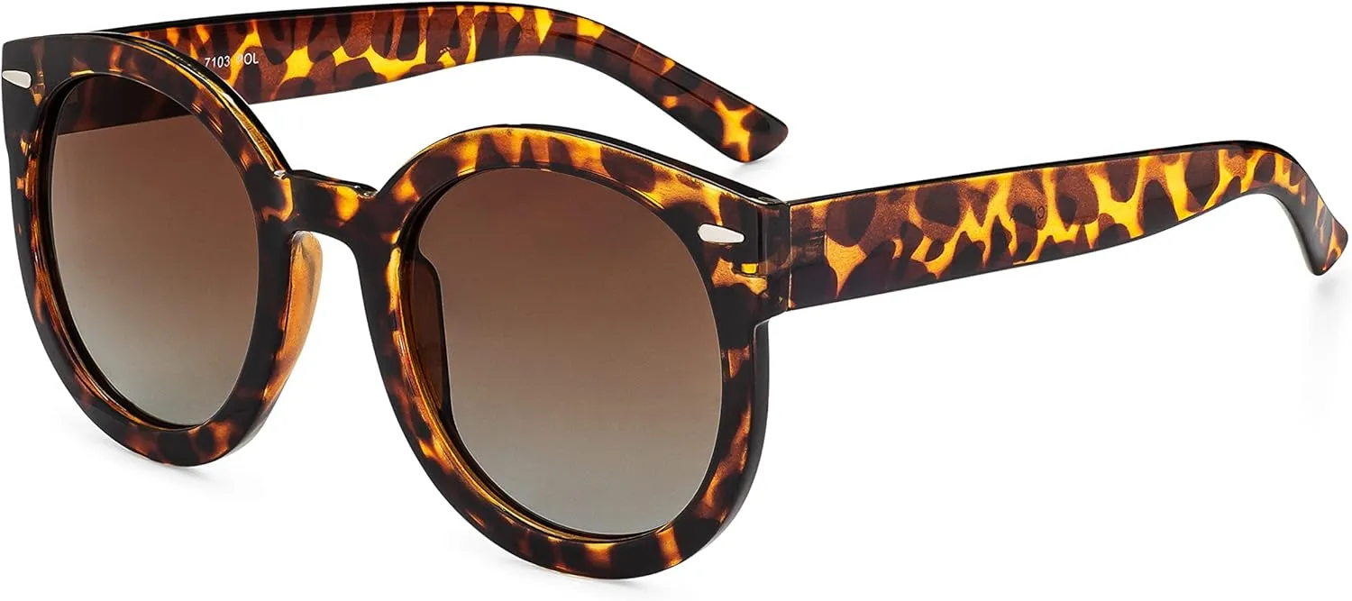 grinderPUNCH Trendy Round Polarized Sunglasses | Trendy Oversized Sunglasses for Women Men | Retro Round Polarized Sunglasses