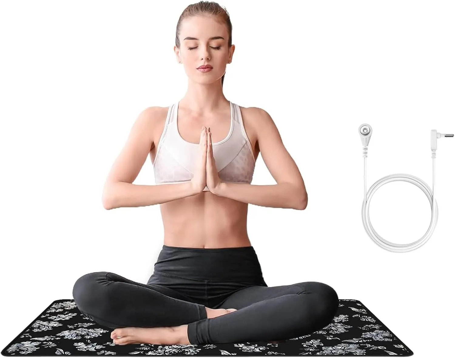 Grounding Mat for Bed Feet Sleep Yoga Pet Desk Grounding Pad for Energy Balance Wellness with 15ft Grounding Cord 23.6"x35.5"