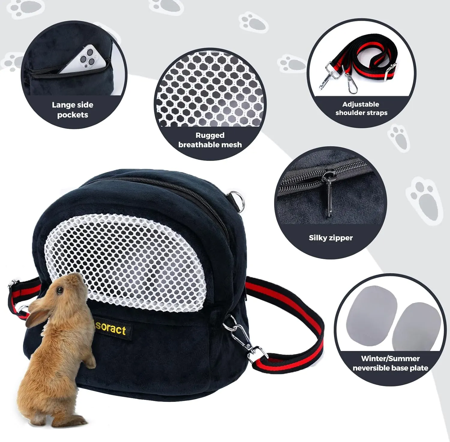 Guinea Pig Carrier Fleece Sugar Glider Bonding Pouch Soft Comfortable Going Out Small pet Travel Sleeping Bag with Adjustable Strap, Breathable Mesh Window and Removable Mat for Hedgehogs, Kittens