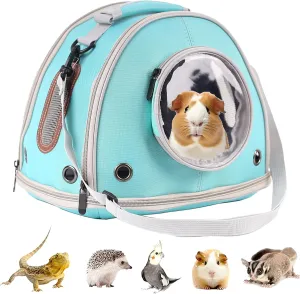 Guinea Pig Carrier Travel Cage, Portable Reptile Carrier Bag for Two (2) Guinea Pig, Bearded Dragon Lizard Carrier Cage for Small Animals Hamster Hedgehog Bird Bunny Kitten (Green, Typical Oxford)