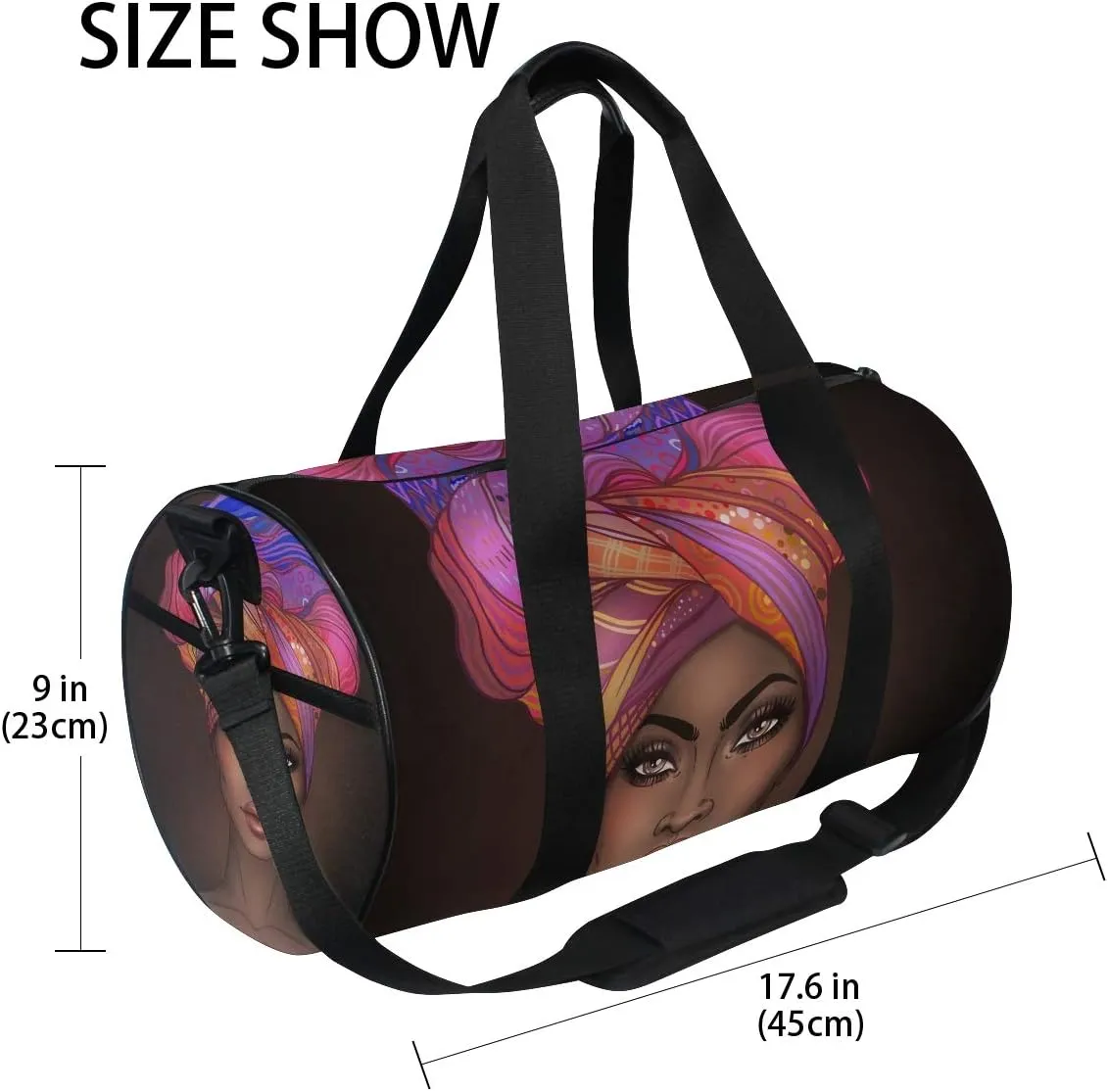 Gym Sports Dance Travel Duffel Bag African American Woman Luggage Bag for Weekender Sports Vacation