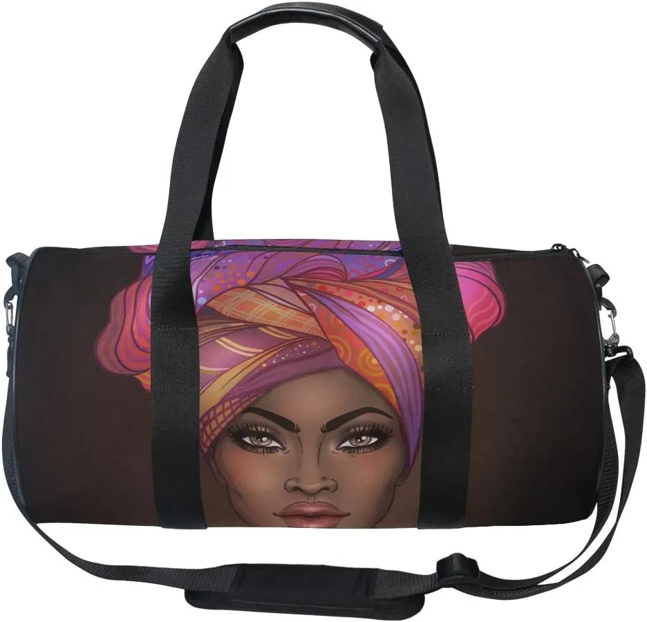 Gym Sports Dance Travel Duffel Bag African American Woman Luggage Bag for Weekender Sports Vacation
