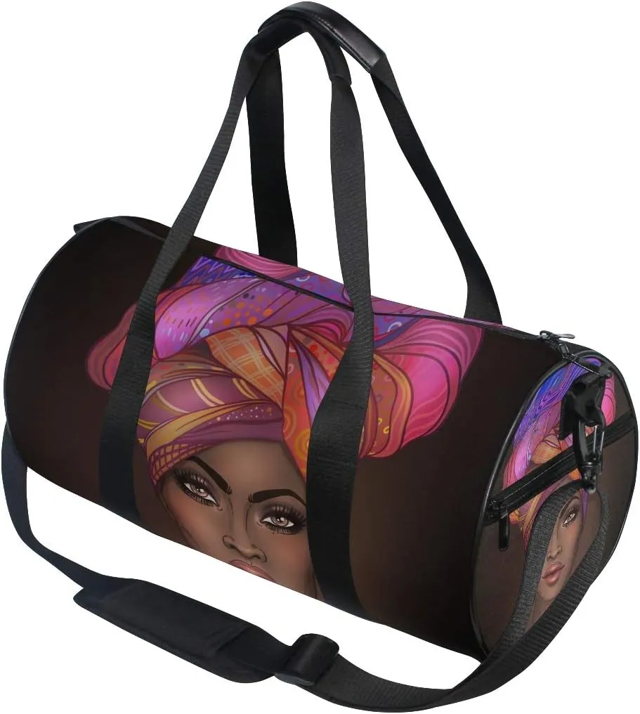 Gym Sports Dance Travel Duffel Bag African American Woman Luggage Bag for Weekender Sports Vacation