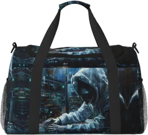 Hacker Attack Print Travel Duffle Bag Large Capacity Tote Stylish Weekender Bag for Outdoor Activities