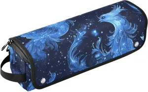 Hair Tool Travel Bag for Women with Heat Resistant Mat Large Capacity Hair Straighteners Organizer for Flat Irons, Straighteners, Curling Irons, Blue Flashing Mysterious Phoenix Travel Bag