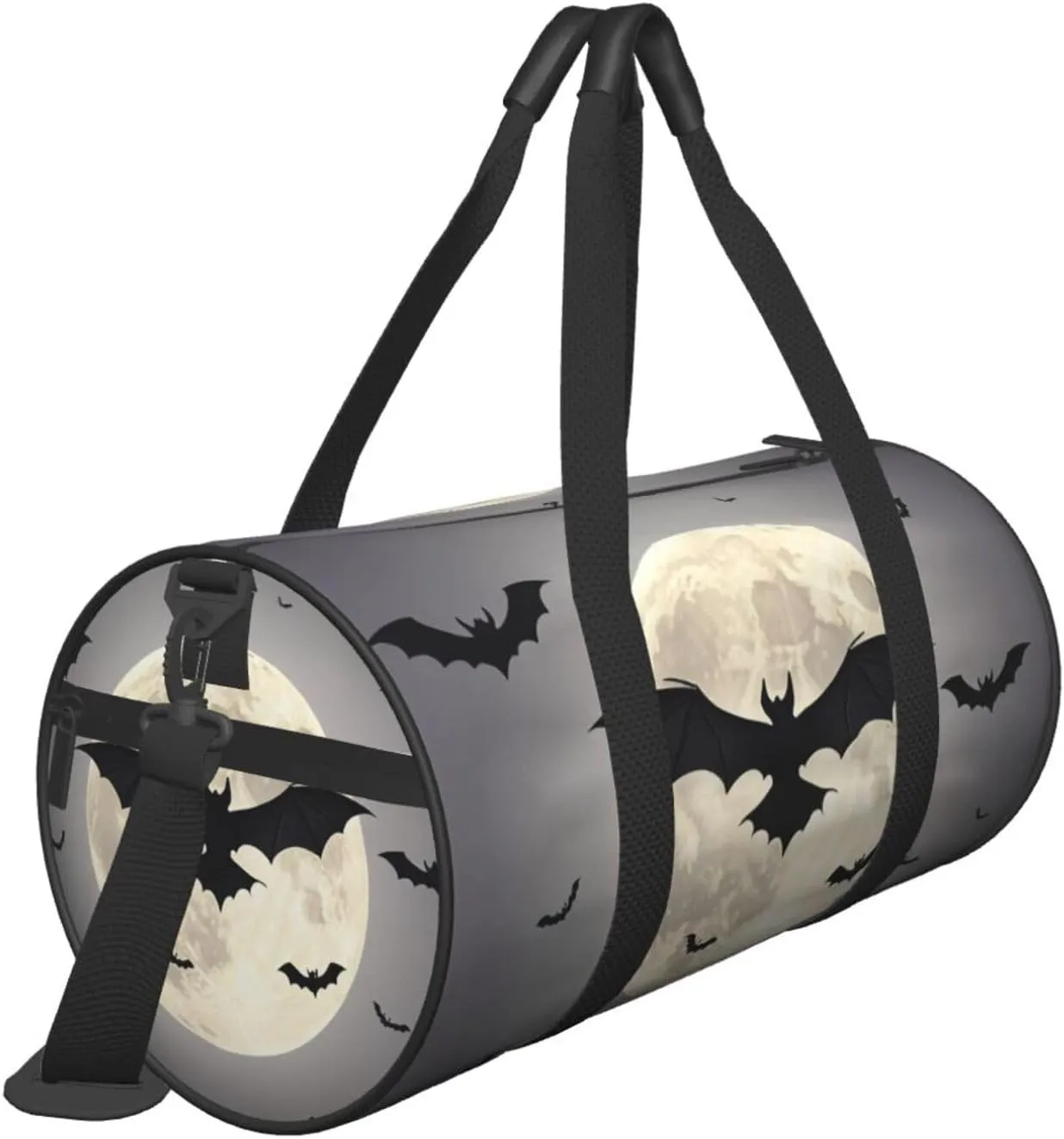 Halloween Flying Bats Printed Travel Bag,Round Personal Item Storage bag,Foldie Duffel Bag for Traveling Vacation,Fitness,Sports
