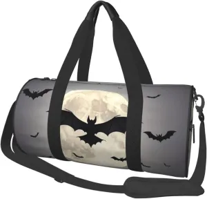 Halloween Flying Bats Printed Travel Bag,Round Personal Item Storage bag,Foldie Duffel Bag for Traveling Vacation,Fitness,Sports