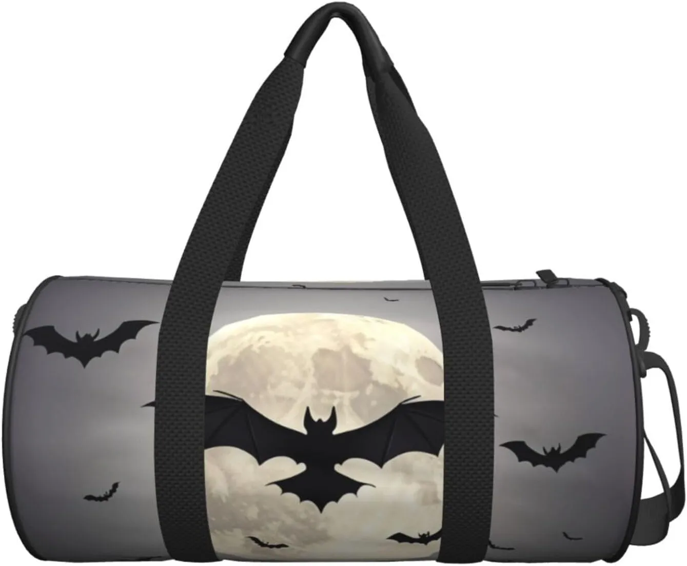 Halloween Flying Bats Printed Travel Bag,Round Personal Item Storage bag,Foldie Duffel Bag for Traveling Vacation,Fitness,Sports